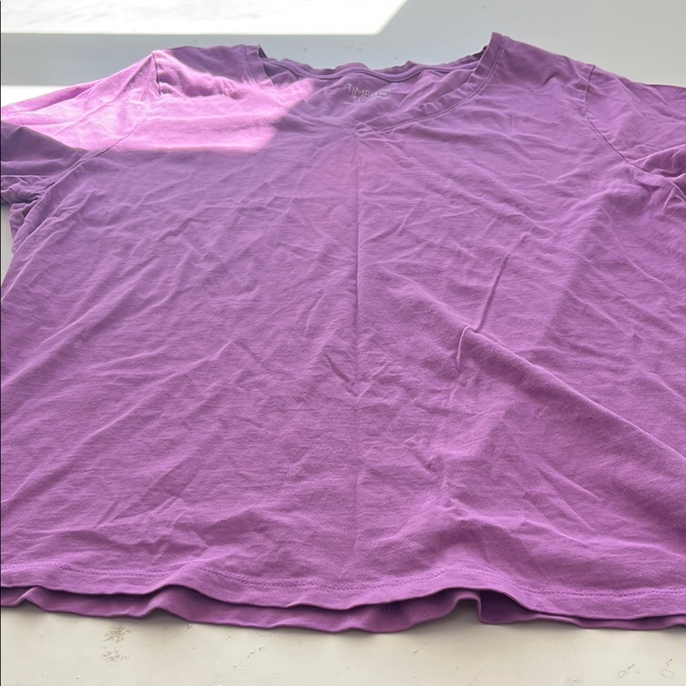 Time and Tru XXL Purple Short Sleeve V Neck Basic T Shirt